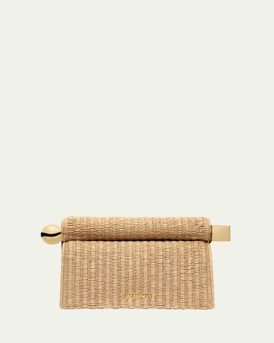 La Pochette Rond Raffia Clutch Bag